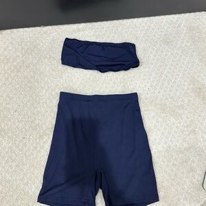 Ribbed biker shorts and bandeau top set